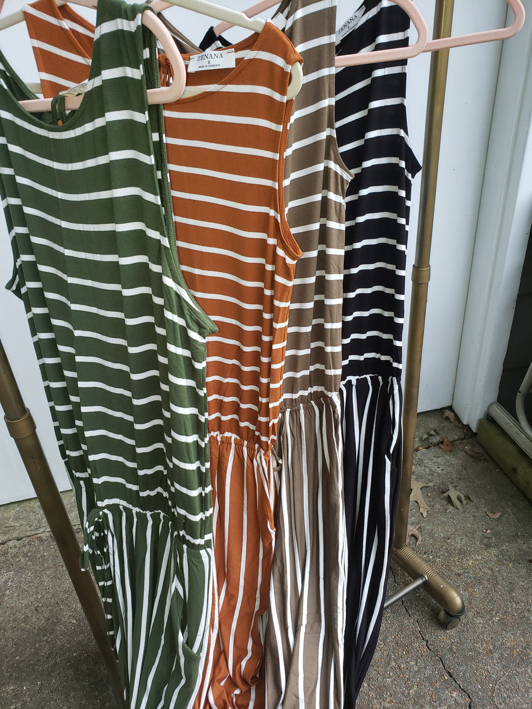 Stripe Jumpsuit (Dusty Olive)