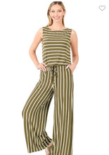 Load image into Gallery viewer, Stripe Jumpsuit (Dusty Olive)
