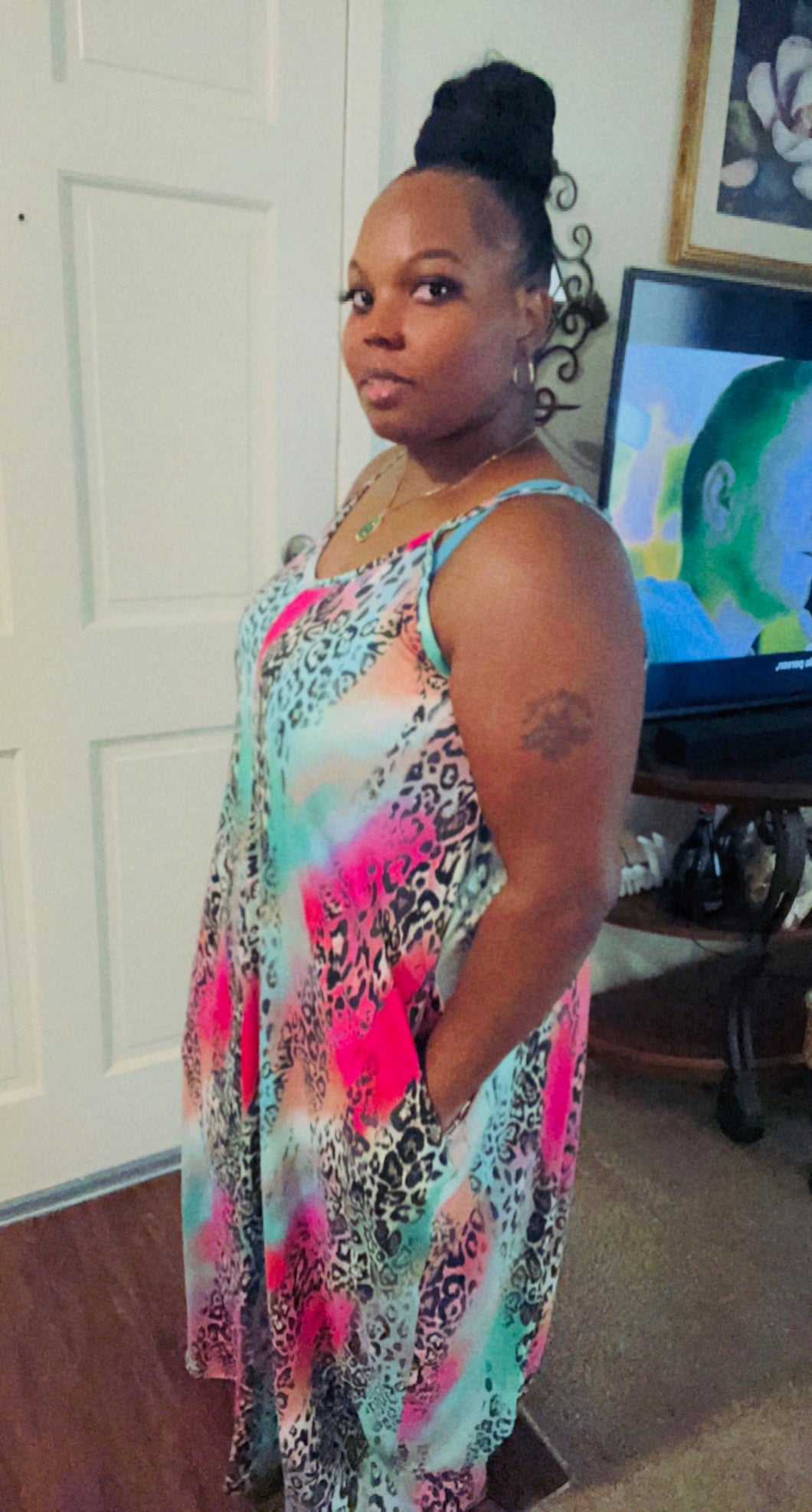 Exotic Maxi Dress (Mint /Fuchsia)